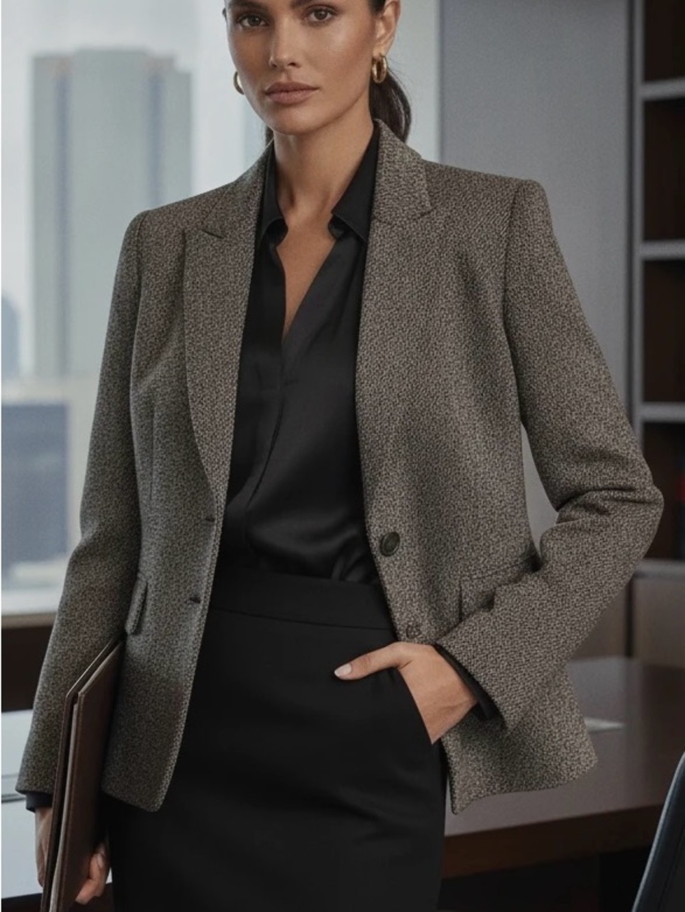 Tahari Arthur S. Levine Chevron Tweed Blazer Jacket 8P